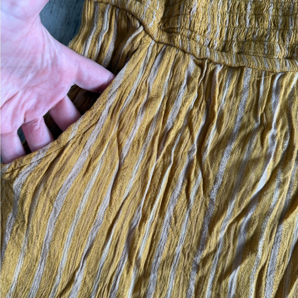 2 for $10 sale: American Eagle strapless shorty romper mustard yellow striped - - Picture 3 of 6